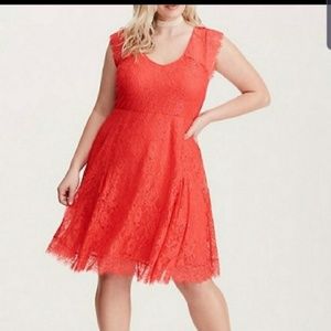 Torrid Size 1 Coral Skater V Neck Dress
